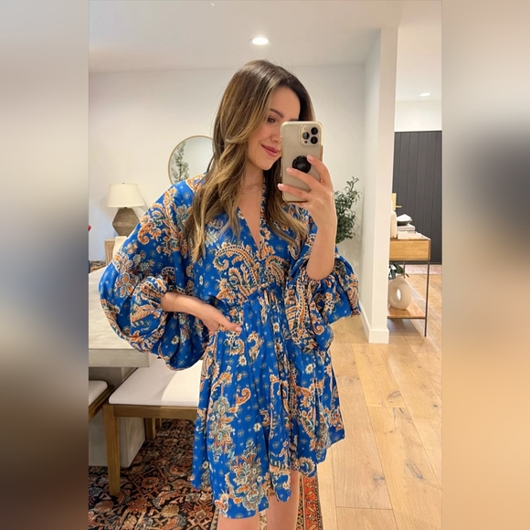 New FREE PEOPLE Printed Arzel Mini Dress / Botanical Combo NWOT - Picture 6 of 6